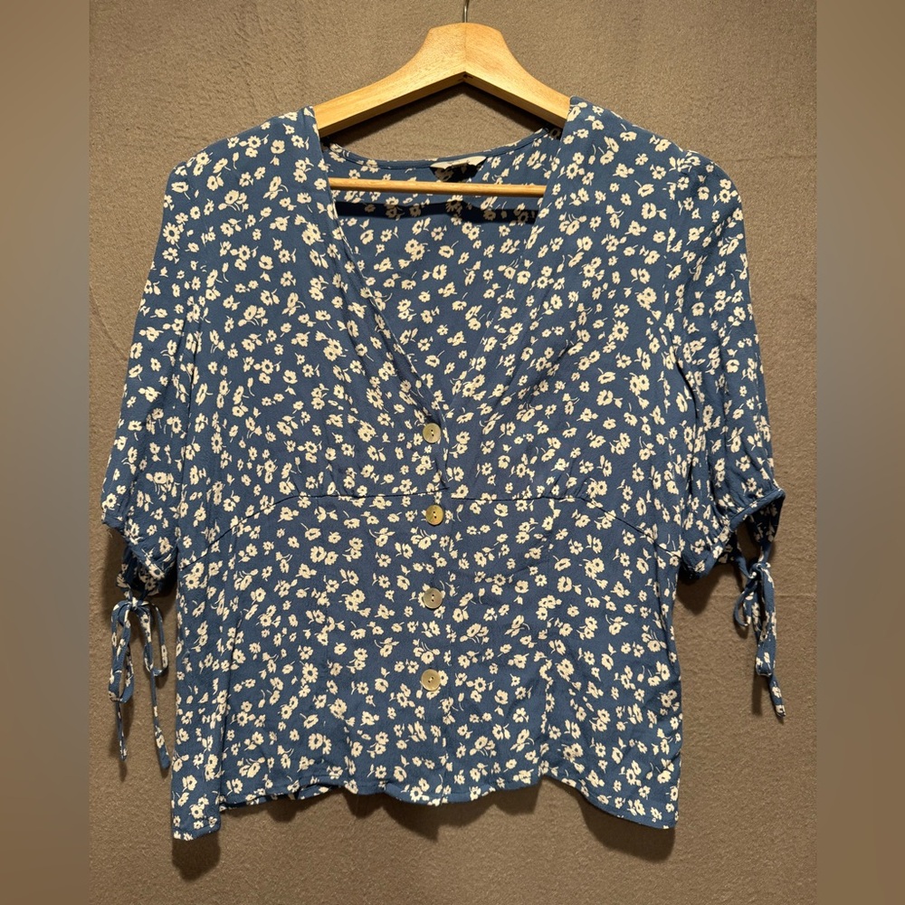 Rails Amelia Blue Floral Button-Up Blouse